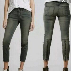 Free People Olive Green Microsuede Back Zip Pants 26